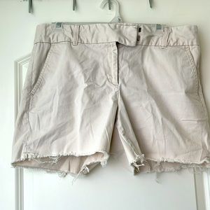 LOFT Size 8 khaki shorts with frayed hem.